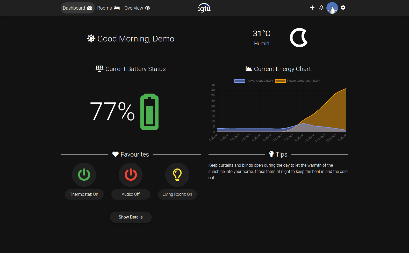 iglü dashboard on desktop